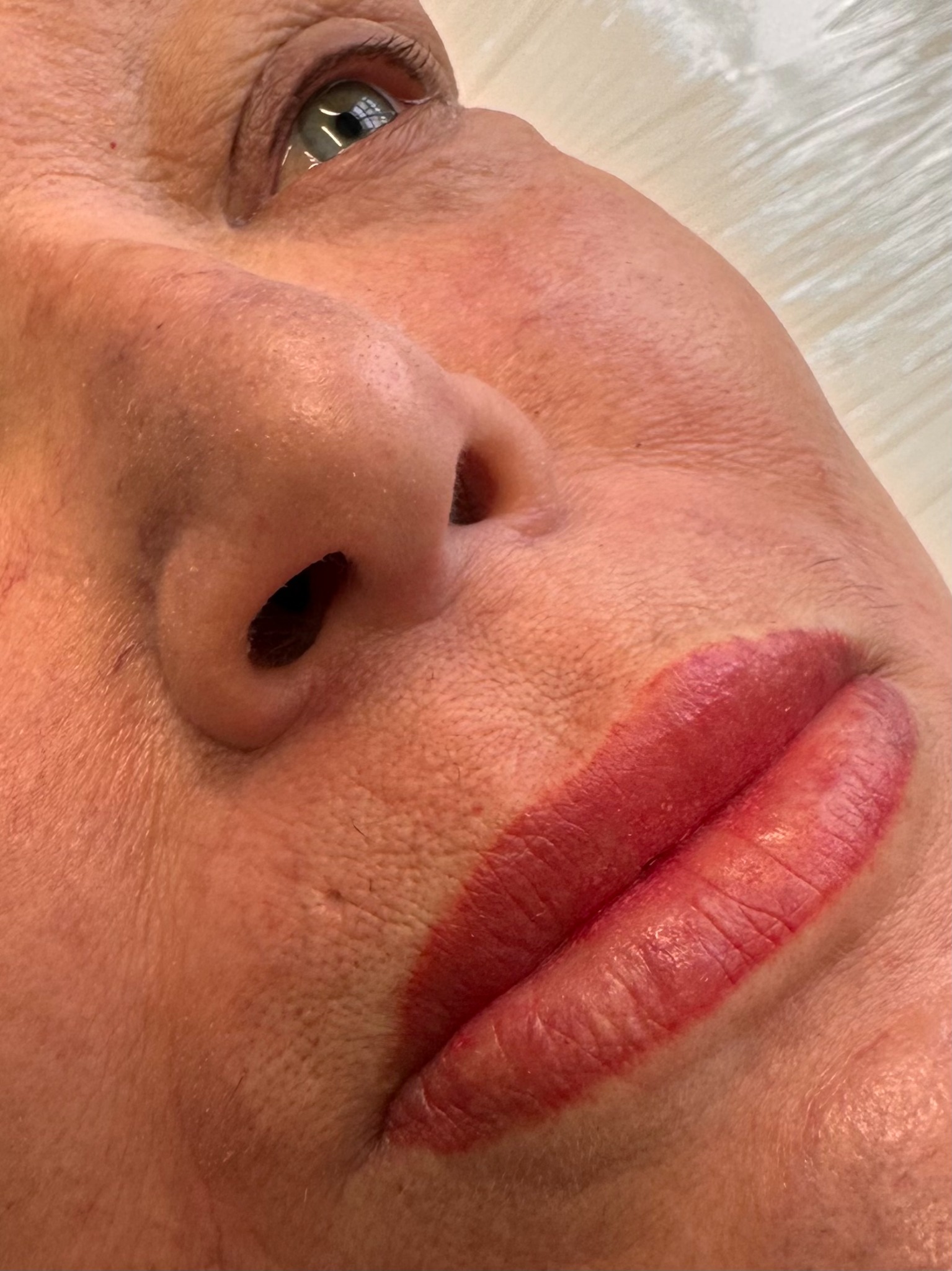 Healed pink lip blush tattoo by Lol at Sigil and Skin